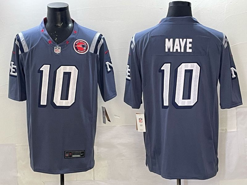 Men 2025 New England Patriots #10 Maye blue 5th generation Throwback Nike Limited NFL Jersey style 002->new england patriots->NFL Jersey